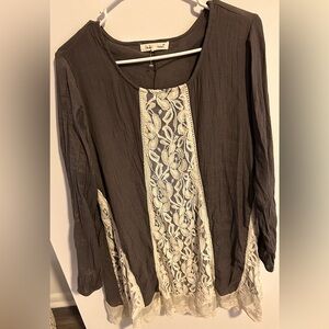 Indigo Soul Grey Lace Tunic
